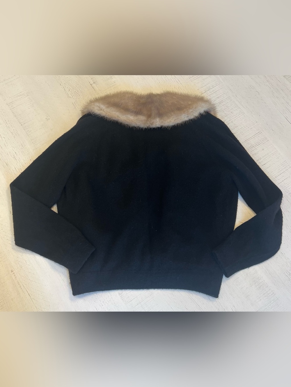 Vintage Hadleys Cashmere Dawn Mink Fur Collar Cardigan Sweater - Picture 6 of 11